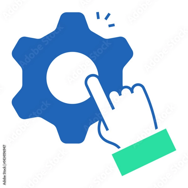 Fototapeta Settings Activation. Gear with hand pointer icon for enabling features or toggling configurations