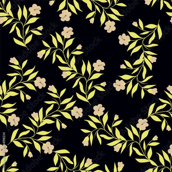 Obraz Christmas seamless pattern with berry and pine branch, winter design, hand drawn elements