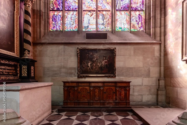 Fototapeta Altar in the side niche of St Vitus Cathedral facade in historical part of Prague in Czech Republic