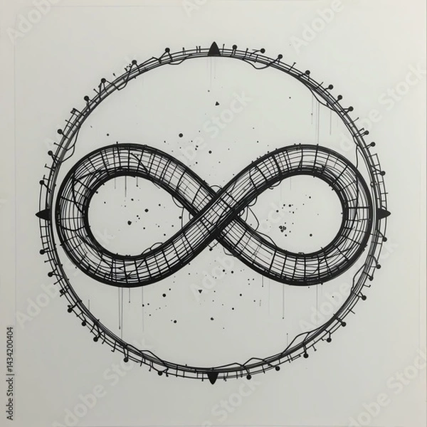 Fototapeta An artistic representation of the infinity symbol intertwined with music notes, conveying harmony and endless creativity.