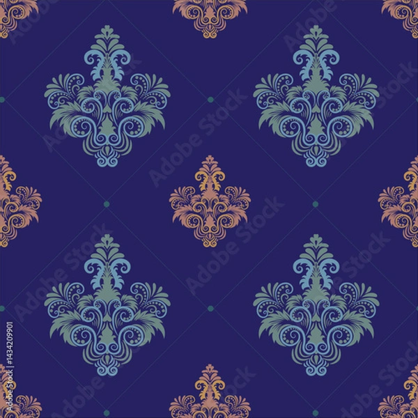 Fototapeta Vector illustration of Abstract Seamless pattern, classic flowers and leaves