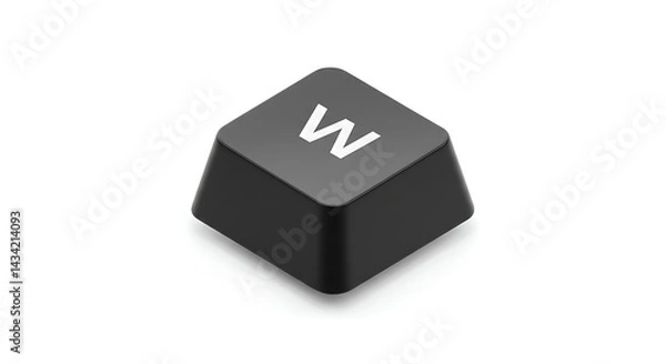 Fototapeta High-Resolution 3D Render of a Single Black 'W' Keycap
