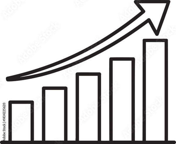 Fototapeta line graph with upward trend arrow, representing growth and progress in data analysis