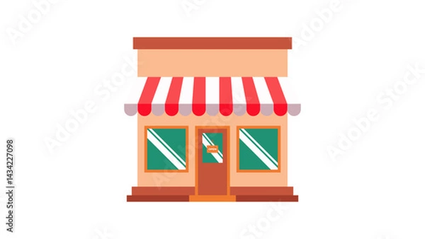 Obraz Illustration of Business Building Shop. Concept of Building Symbol and OPEN Sign, Shop Opened Symbol