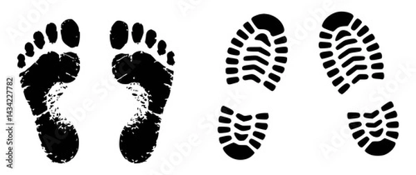 Fototapeta Set of Footprint and Shoe Print Icons
