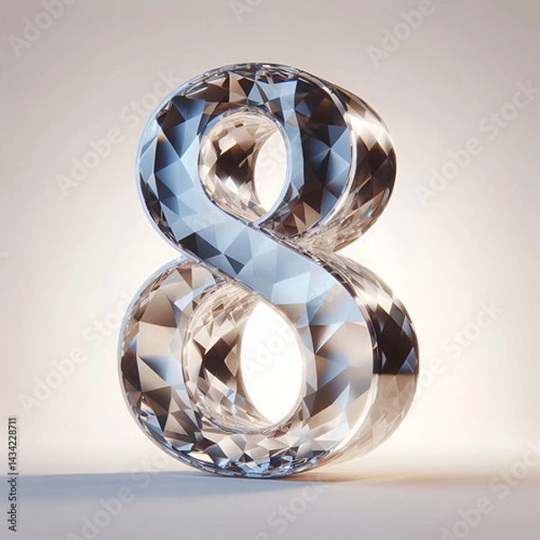 Fototapeta High-End Crystal Number 8 – Diamond-Like Transparent 3D Digit