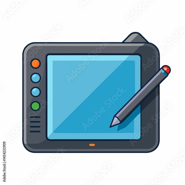 Obraz Graphic Tablet With Pen Technology Device Digital Art Cartoon Illustration