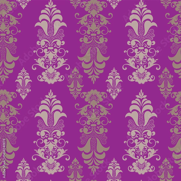 Fototapeta Vector illustration of Abstract Seamless pattern, classic flowers and leaves