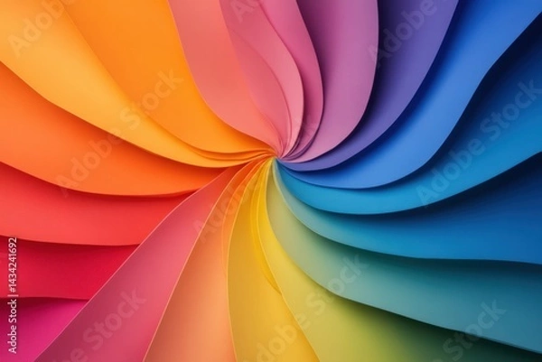 Fototapeta Colorful arrangement of paper sheets forming a spiral pattern.