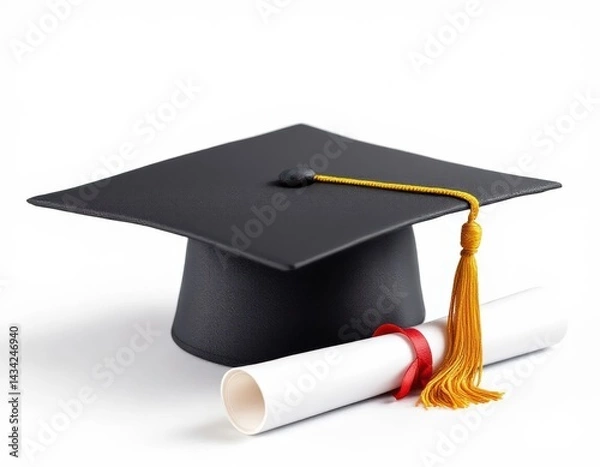 Obraz Graduation cap and diploma