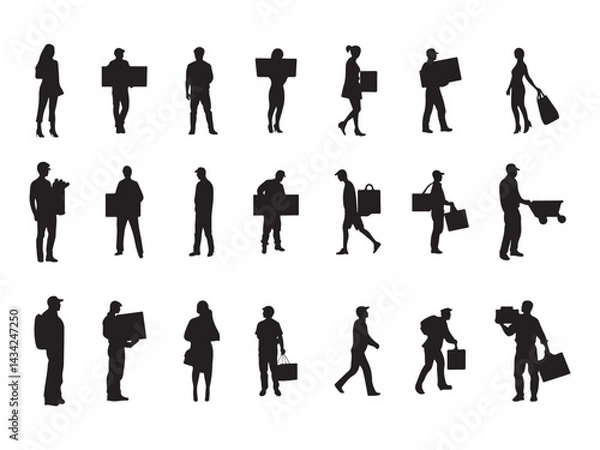 Fototapeta Diverse People Working in Logistics and Delivery - Silhouette Collection