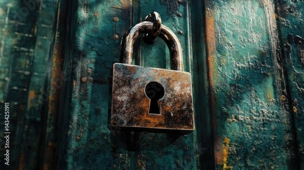 Obraz Cybersecurity concept with padlock icon on digital screen representing data protection and secure network communication