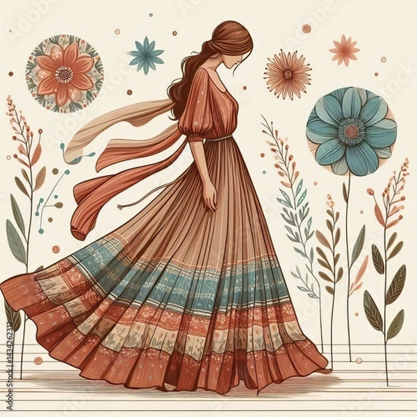 Fototapeta Maxi Skirt bohemian or elegant