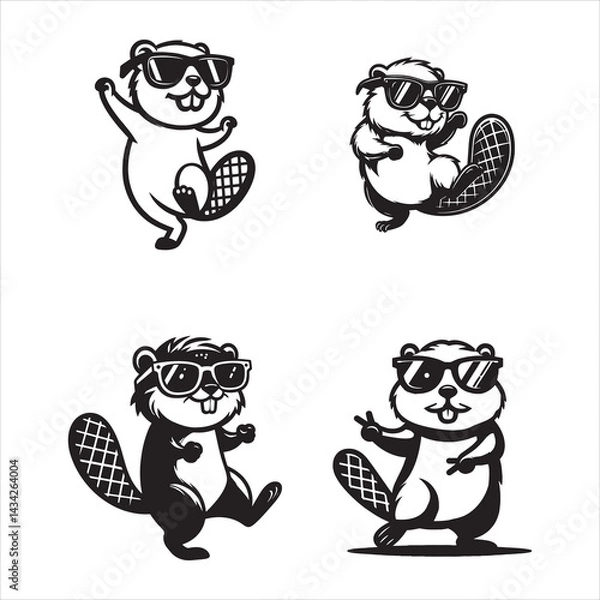 Fototapeta Beaver Dancing With Sunglasses