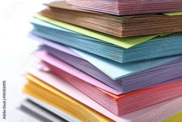 Fototapeta A vibrant stack of colorful paper. Perfect for crafting, stationery, or adding a pop of color to your workspace.