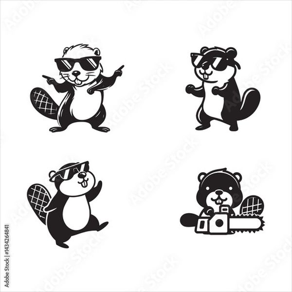 Fototapeta Beaver Dancing With Sunglasses