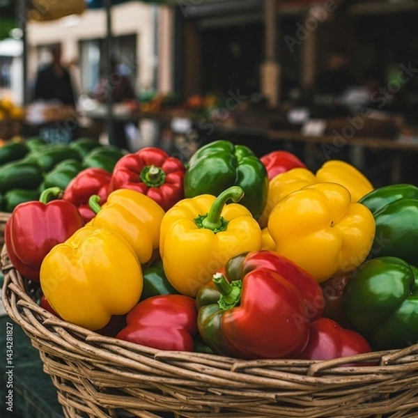 Obraz fresh capsicums in a basket