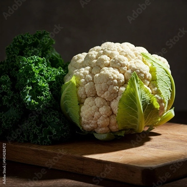 Fototapeta cauliflower on a wooden table