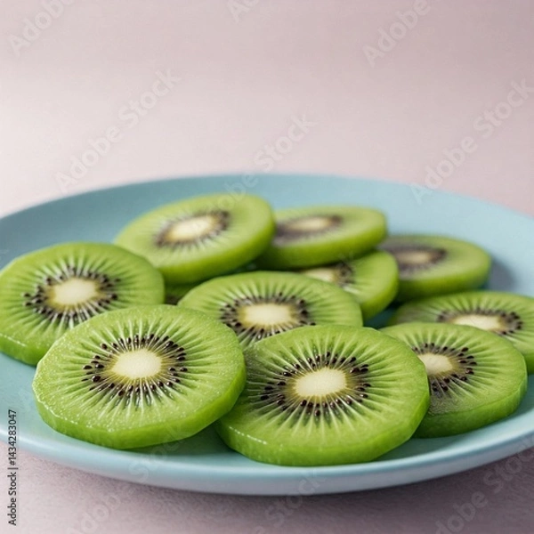 Fototapeta sliced kiwi fruit on a plate