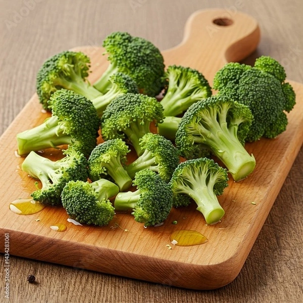 Obraz broccoli on wooden board