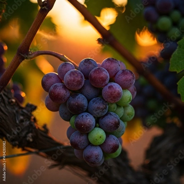 Fototapeta red grapes on vine