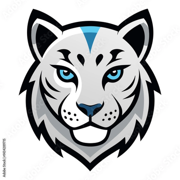 Fototapeta Snow Leopard head mascot logo design vector