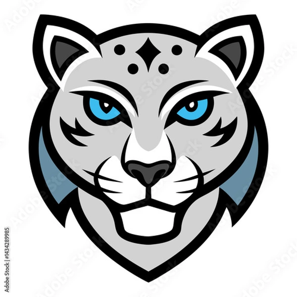 Fototapeta Snow Leopard head mascot logo design vector
