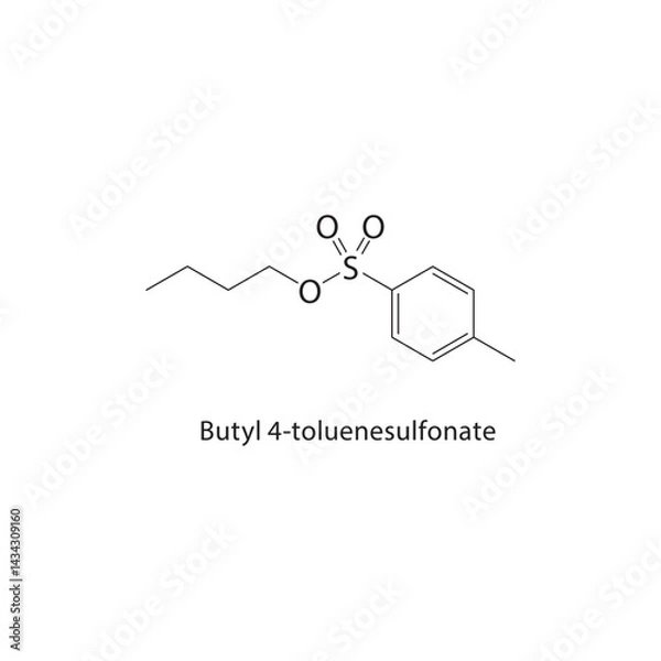 Fototapeta Butyl 4-toluenesulfonate skeletal structure. Sulfonate ester compound schematic illustration. Simple diagram, chemical formula.