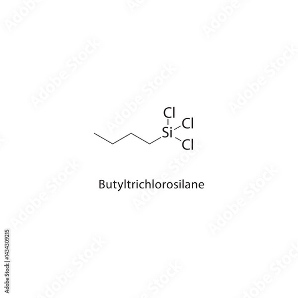 Fototapeta Butyltrichlorosilane skeletal structure. Organosilicon compound compound schematic illustration. Simple diagram, chemical formula.