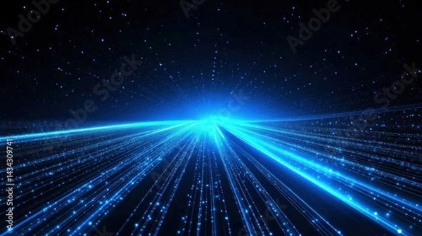 Obraz Digital Space Travel Through Light Streams