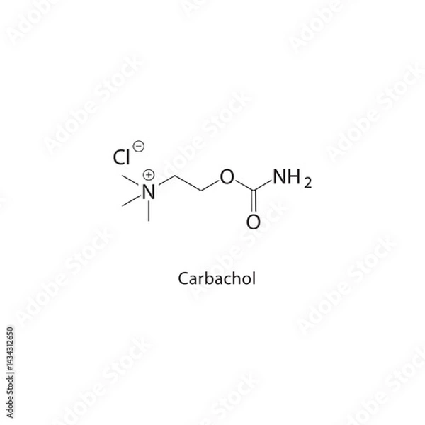 Fototapeta Carbachol skeletal structure. Cholinergic agonist compound schematic illustration. Simple diagram, chemical formula.