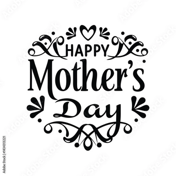 Obraz Elegant Decorative Happy Mother's Day Greeting in Black and White Design