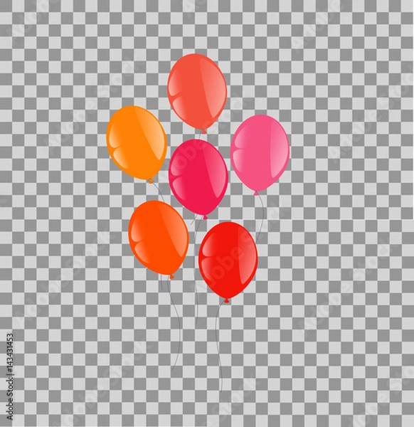 Fototapeta Red orange pink balloons on a transparency background