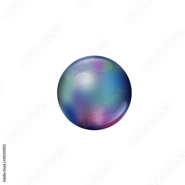 Obraz Black Pearl realistic vector illustration on white background