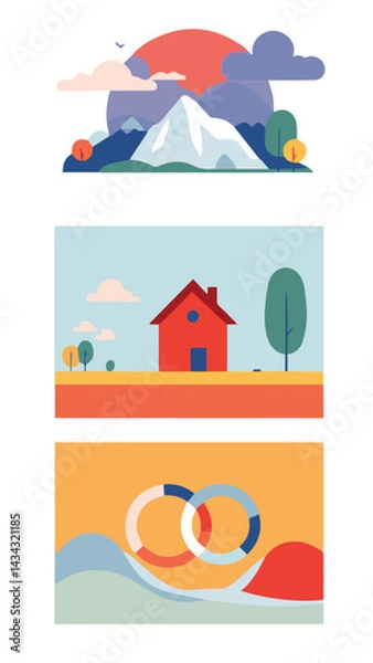 Fototapeta home sweet home and mountain landscape