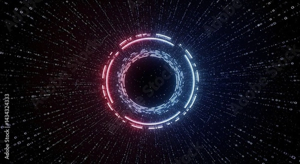 Obraz Abstract Glowing Rings with Data Stream Background