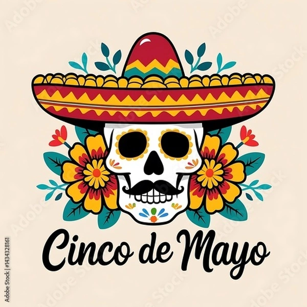 Fototapeta Celebrate Cinco de Mayo Spirit: Sombrero, Shaker Instruments, and Falling Confetti