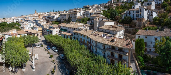 Fototapeta Panoramic view of the town of Cazorla, with the Plaza de Santa María in the foreground, Jaén, Spain.