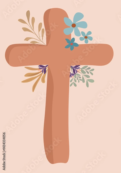 Fototapeta Easter Cross eps. Illustration of an easter lily over a golden cross, Easter and Christ s resurrection... eps available, vector