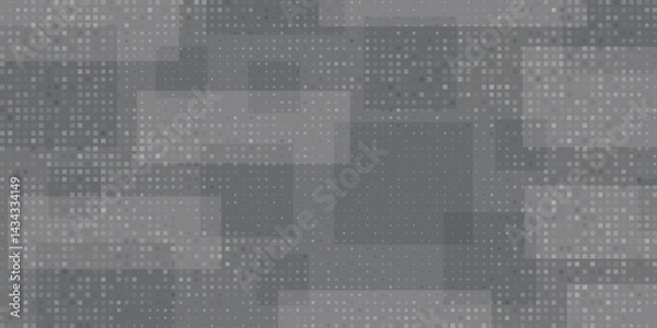 Fototapeta Vector Grey Tech Finance Fintech Background. Abstract Pixel Pattern. Digital Business Technology or Science Research Presentation Backdrop.