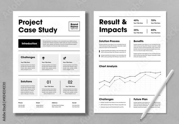 Fototapeta Professional Case Study Report Template Design