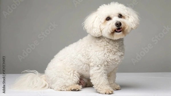 Fototapeta Bichon Frise on studio background
