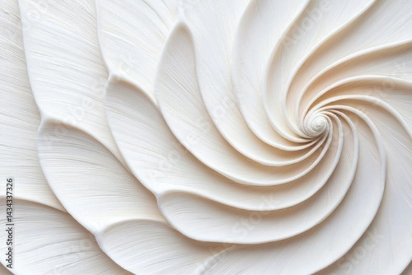 Fototapeta A spiral pattern of white, textured leaves creates an elegant, flowing design, emphasizing softness and harmony.