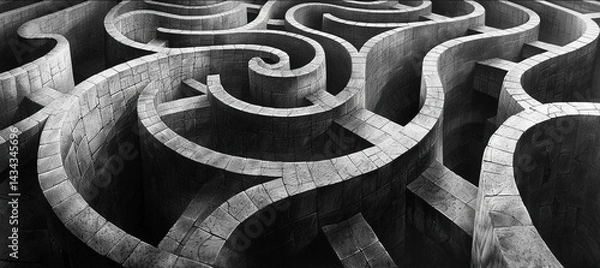 Fototapeta An image of a mysterious maze,Generated AI,
