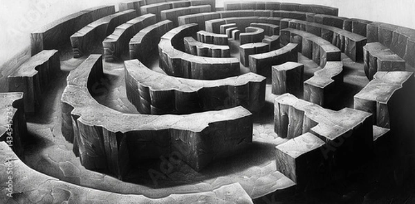 Fototapeta An image of a mysterious maze,Generated AI,