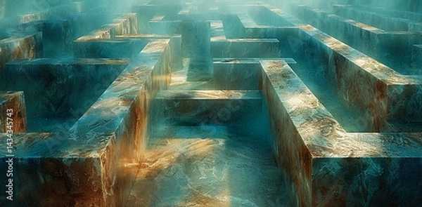 Fototapeta An image of a mysterious maze,Generated AI,