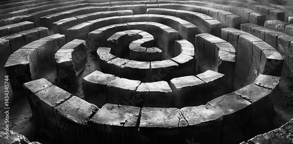 Fototapeta An image of a mysterious maze,Generated AI,