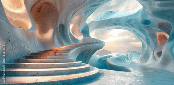 Fototapeta An image of a decorative staircase,Generated AI