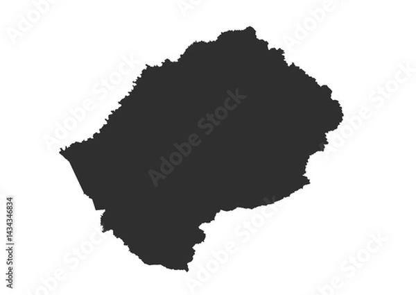 Fototapeta Silhouette outline map of Lesotho in black and white. Perfect for geographic presentations, educational materials, and minimalist design projects