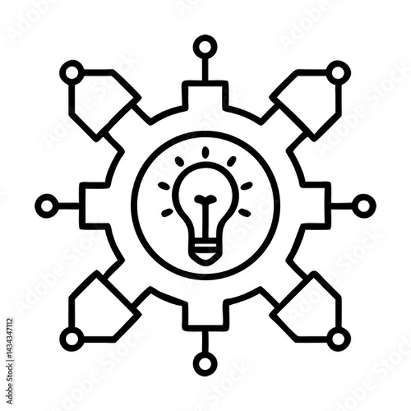 Obraz Modern gear and light bulb silhouette vector illustration
